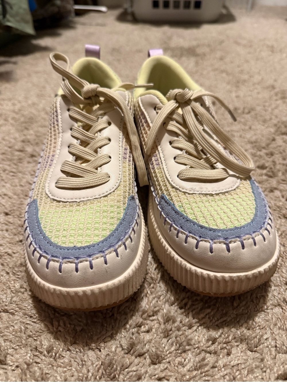 Neutral Multi-Color Casual Lace-Up Sneakers